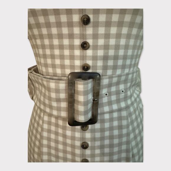 White House Black Market Gingham Button-Front Dress - Size 00 - Picture 3 of 12